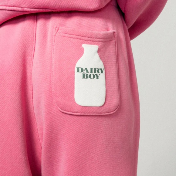 Dairy BoyMilk Bottle Strawberry Pink Sweatpants